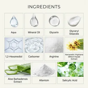 Detaillierte Inhaltsstoffübersicht der Hautpflegecreme mit aktiven pflanzlichen Formelelementen.
