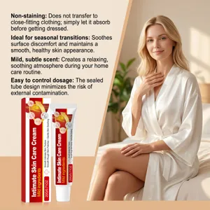 Intim-Hautpflegecreme Detailansicht mit Tubenverpackung, milden Inhaltsstoffen und beruhigender Wirkung.