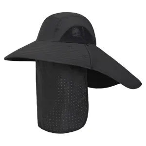 Unisex Sun Protection Hat Wide Brim Quick Dry Breathable Mesh Cap With Neck Flap UV Protection For Outdoor Cycling