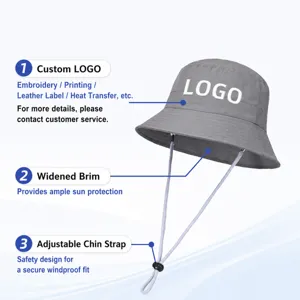 Unisex Sommer Sonnenschutz Bucket Hat mit verstellbarem Kordelzug und breiter Krempe für Outdoor.