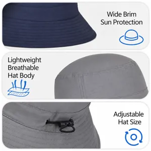Unisex einfarbiger Bucket Hat, breite Krempe, leichte atmungsaktive Kappe für Sommertage.