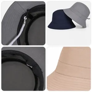 Unisex Sommer Outdoor Fischerhut, einfarbiger, winddichter Sonnenhut mit Kinnriemen.