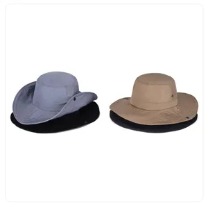 Outdoor sun protection bucket hat with wide brim, quick-dry fabric for hiking and climbing.