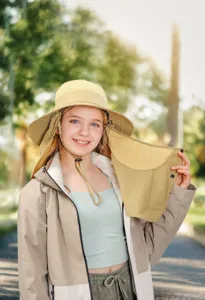 Outdoor sun protection fisherman hat with face mask and shawl for hiking and mountaineering.