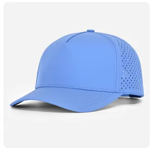 Hellblaue laserperforierte 5-Panel Schnelltrocknende Baseball Cap atmungsaktive Mütze