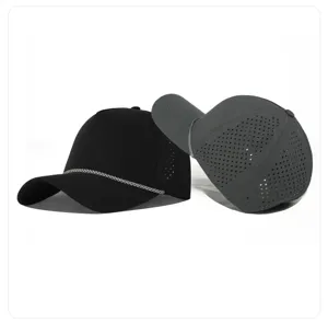 Gorra de béisbol de nailon de secado rápido con malla láser y detalle de cordón.