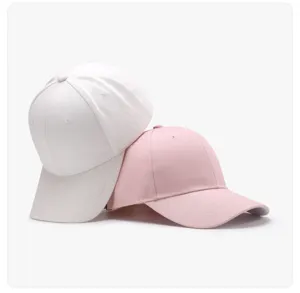 Unisex Baumwolle Baseball Cap, verstellbare Freizeitmütze in Weiß und Rosa für Outdoor.