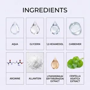 Tabella dettagliata degli ingredienti del roll-on lenitivo con estratti botanici attivi.