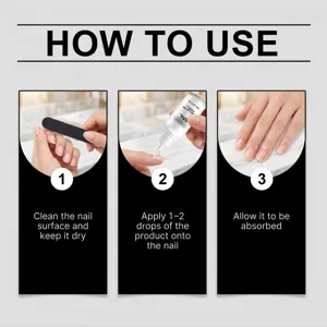 Detailed instruction guide showing how to use the nail care drop for daily nail moisturizing.