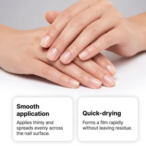Nail care liquid for daily moisturizing and strengthening, quick-drying gentle nail treatment.