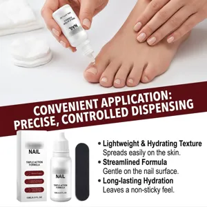 Nail care liquid detail showing precise dropper application and smooth hydrating texture formula.