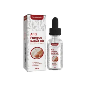 Detail view of West & Month anti fungus nail relief oil with dropper bottle and 10ml capacity.