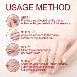 Nail care oil application guide detail shot showing step by step usage instructions clearly.