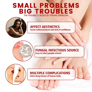 Nail care oil detail infographic showing toenail health benefits, fungus prevention and care.
