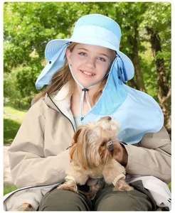 Breathable sun protection fisherman hat with neck flap for outdoor hiking and climbing.