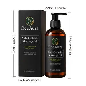 OCEAURA Huile de Massage Corporelle Anti-Cellulite au Collagène et Extraits Naturels 240ml