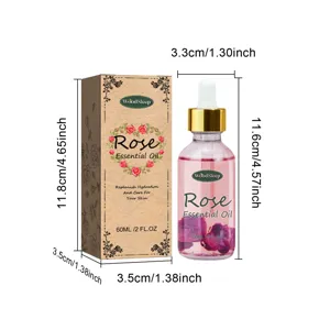 Detailansicht des WoodSleep Rosenöl 60ml mit Maßangaben für die sanfte Hautpflege.