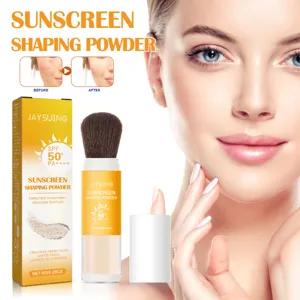 Vue detaillee du pinceau poudre solaire matifiant et controle du sebum. Ideal pour le maquillage.