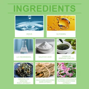 Gedetailleerde infografiek van ingrediënten voor kruiden-lichaamsspray met extracten.