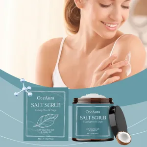 Gommage corporel OceAura au sel de mer, eucalyptus, sauge et huile de jojoba pour la peau.
