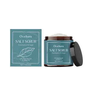 Gommage Corporel OceAura Eucalyptus & Sauge au Sel de la Mer Morte et Jojoba, 114g.