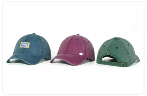 Cotton washed baseball cap minimalist outdoor sports casual hat with custom patch design