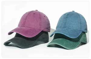 Vintage washed cotton baseball cap, classic curved brim casual outdoor sports hat for men and women.