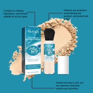 Hoygi poudre solaire minerale, SPF 50 fini mat controle huile pinceau maquillage 8g.