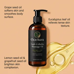 OceAura huile de massage anticellulite vue detaillee avec des extraits naturels.