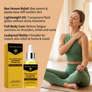 Detailansicht des Bienengift-Massageöls, leichte Formel für Körperpflege und geschmeidige Haut.