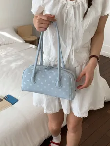 Sweet polka dot underarm bag fashion bowling handbag large capacity casual shoulder bag