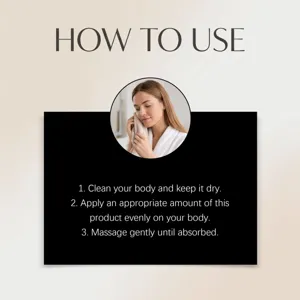 Détail du guide d'utilisation étape par étape pour l'huile corporelle nourrissante.
