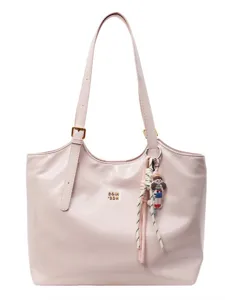 Pink large capacity tote bag for women stylish shoulder bag casual commuter handbag