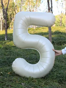 Creamy white large number 5 foil balloon for kids birthday party outdoor photo props.