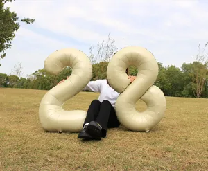 Milky white large number balloon outdoor photography scene detail view for kids birthday