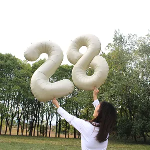 Cream White Number Balloon Aluminum Film Giant Foil Digital Balloons For Kids Birthday Party Photography Props Decorations