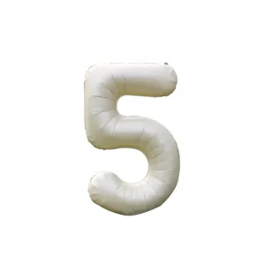 Cream white number 5 foil balloon large size for kids birthday party and outdoor photo props.