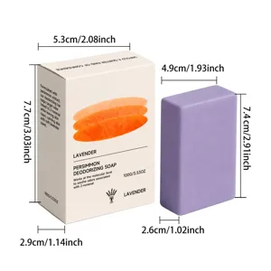 Jabón desodorante de lavanda y caqui 100g con extractos naturales para el cuidado corporal diario.