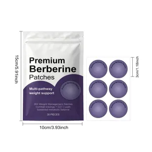 Detailansicht der Premium Berberin Gewichtsmanagement Pflaster mit Produktabmessungen und Verpackung.