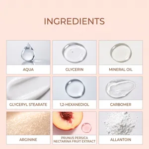 Peach underarm care cream ingredients detail texture water glycerin mineral oil botanical extract