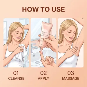 Peach underarm tone up cream, gentle moisturizing and smoothing care for body skin daily use.