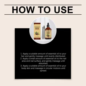 Graphique d'instructions détaillé montrant l'utilisation de l'huile de ricin pour soins.