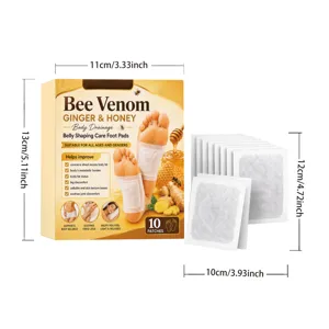 Ginger honey bee venom foot patches 10pcs body shaping care pads for daily leg relaxation.