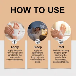 Detailed instruction graphic showing step by step guide on how to apply ginger honey foot patch.