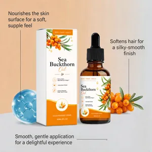 Huile d'argousier 60ml pour hydratation profonde de la peau, soin des cheveux et ongles.