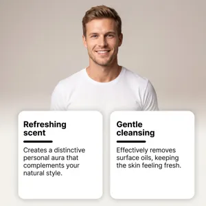 Savon nettoyant visage et corps pour homme au parfum rafraîchissant et formule très douce.