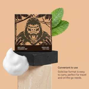 Savon de douche doux aux phéromones pour hommes, 140g, idéal pour le voyage et les soins.