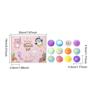 OceAura 12-piece colorful bath bomb gift set with ocean theme box, relaxing spa shower bombs.