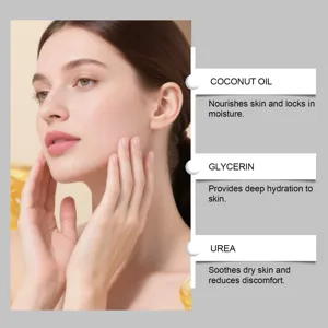 Aceite corporal hidratante de coco con glicerina para nutrir y cuidar la piel seca.