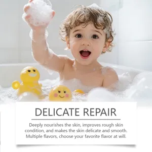 Detailed view of child bathing with colorful bath bomb and rich bubbles in a clean bathtub.